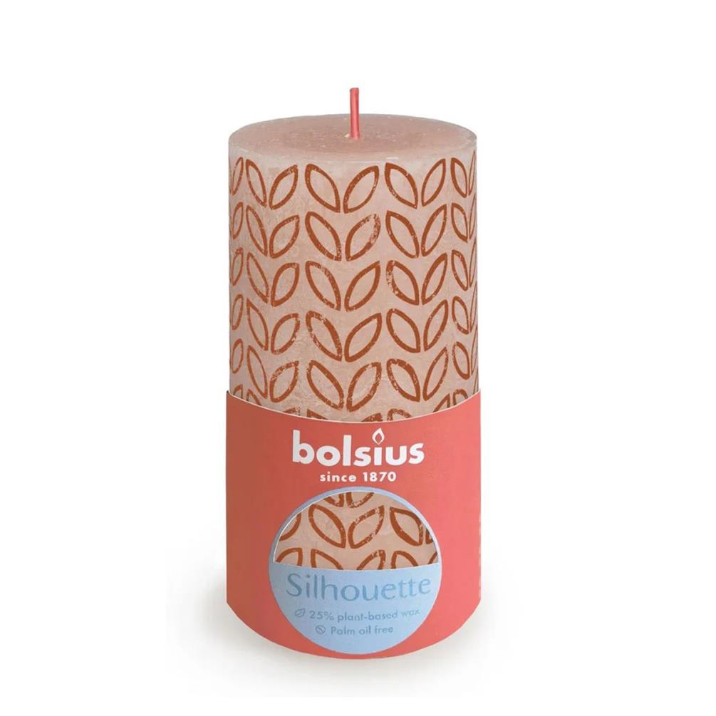 Bolsius Misty Pink Rustic Silhouette Pillar Candle  13cm x 7cm £7.19